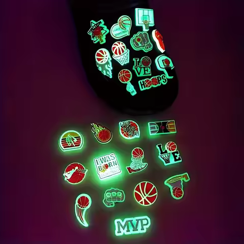 22Pcs Luminous Basketball Glow in the Dark Shoe Charms for Crocs Charms,Fun Sports Shoe Decorations 