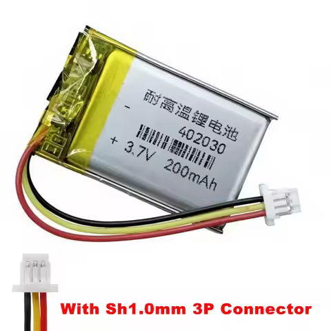 1-10PCS 200mAh 3.7V 402030 With SH1.0mm 3P Plug Polymer Lithium Rechargeable Battery For MP3 Bluetoo