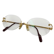 狀況極佳 ▼Cartier2C Decor 無框兩點式眼鏡，眼鏡，金色/勃艮第色，□16 135，近視鏡鏡片，法國製造，男士。