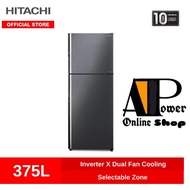 Hitachi Twin Door Fridge Inverter Dual Fan Cooling - Black (375 L) R-VX420PM9(BBK)(BSL)