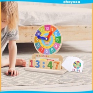 [Ehoyoxa] Wood Teaching Clock Education Clock for Kids Wood Blocks, Minutes Learn Clock Analog Teach