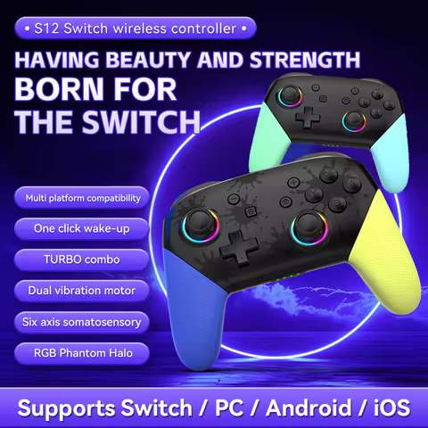 S12 Wireless Gaming Controller for Switch/PC/Android/iOS 6-Axis Gyro 3D Joystick Gamepad with Colorf