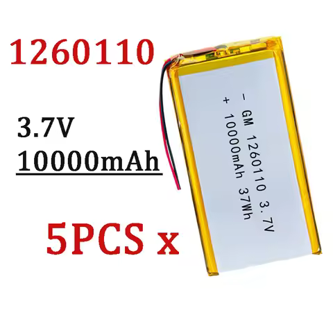 5Pcs 3.7V 10000mAh 1260110 Polymer Lithium Battery Lithium Ion Battery For Power Bank GPS 100% Real 