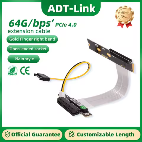 ADT-Link PCIe 4.0 M.2 NVMe to x4 Riser Graphics Card Extension Cable Sata Power M.2 NVMe Key M Adapt