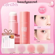 24h Shipping 【Free gift】Life girls pink cheeks powder blusher stick Moisturizing Watery Blush Stick 