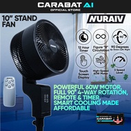 NURAIV 10" Stand Fan Figure 8 Circulation l Touch Screen Stand Fan l High Power Stand Fan l Remote S