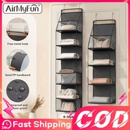4 or 6-Tier Over-the-Door Hanging Storage Organizer with Grid Layered Pockets