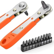 Ratchet wrench, right-angle Phillips screwdriver with magnet, compact size. Ratchet wrench set