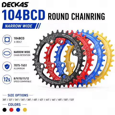 Deckas Round Bike Chainring 104BCD 30 32 34 36 40 42 44 46 48T 50 52 Tooth MTB Bike Mountain Bike Ch