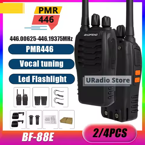 2/4PCS Baofeng BF-88E PMR446 Walkie Talkie 446MHz 1500mAh 16 Channel Long Range For European Country