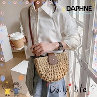 DAPHNE Summer Straw Bag, Women Fashion Semicircle Crossbody Bags, Messenger Handbag Rattan Handmade Beach Bags Tote Hollow Shoulder Bag