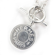 Excellent condition □HERMES Hermes 2024 model AG925 Sellier motif Clou de Selle chain necklace Silve