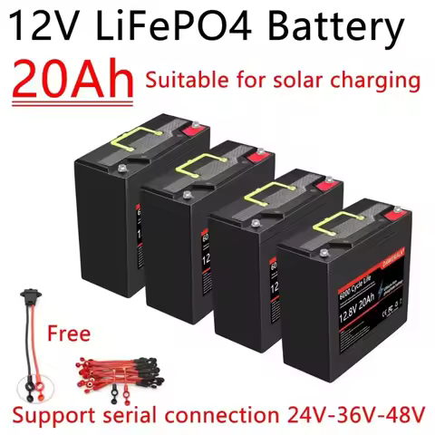 12V 20AH LiFePO4 Battery Rechargeable Lithium Ion Phosphate Battery For Kids Scooter RV 24V 36V 48V 