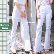 SuntreeJeans กางเกงยีนส์ สตรีท ผญ ทรงขาม้า เอวสูง ยีนส์ยืด ยาว 41 นิ้ว สีขาว