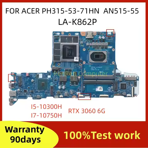 GH51M LA-K862P FOR Acer Predator PH315-53-71HN AN515-55 Laptop Motherboard WITH I5-10300H I7-10750H 