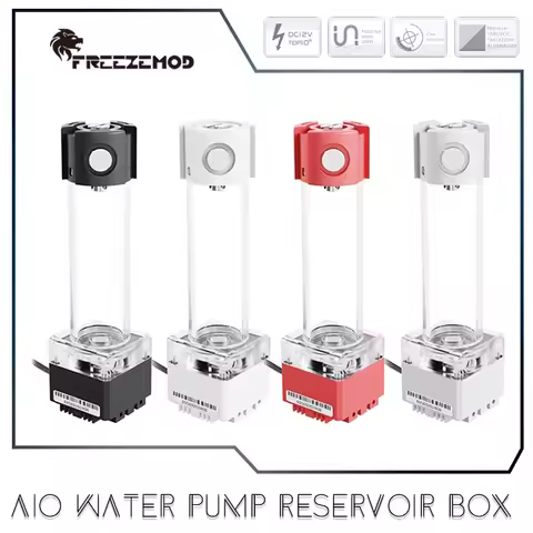 FREEZEMOD AIO Water Pump Reservoir Box 14-39cm Res Lift 3.5 Meters Flow 650L/H Defoamer, Black/Silve