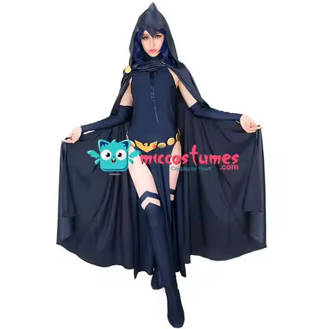 Miccostumes Women's Raven Cover Cosplay Costume Dress Hooded Cloak fullset Halloween Cosplay Costume