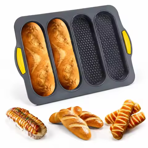 4 Wave Baguette Baking Tray Wave Bread Mold Toast Hot Dog Pan Air Fryer Liner Oven Sheet Cutter Kitc