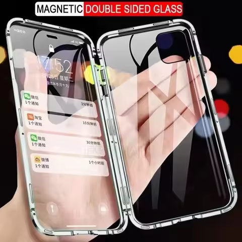 360 Full Protection Metal Magnetic Case For Huawei P30 P40 P20 Lite P50 Double Glass Cover For Honor
