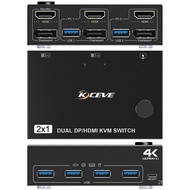 2-in-2-out DP HDMI KVM B 3.0 Switch Ultra HD4K@60Hz HDMI KVM Switcher HDMI DP Port KVM Switch with 4 B 3.0 Ports