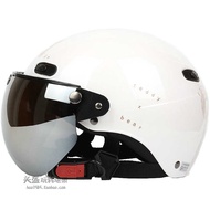 Taiwan EVO hand-painted bear white Harley electric motorcycle helmet men women, sun and UV