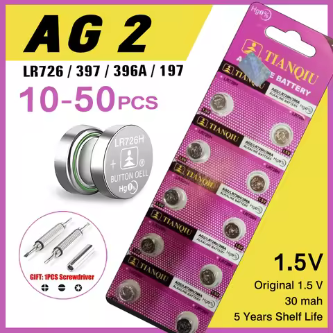 10-50PCS AG2 Watch Battery 1.55V 396A SR726W LR726 SR59W SR726 Alkaline Button Coin Cell Batteries f