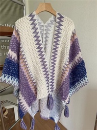 Pouie | Boho Knit Shawl for Summer Outfit