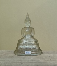 No. 3"/09 ตัก3.0" สูง6" พระบูชาพระพุทธรูป พิมพ์สมาธิ เนื้อแก้วใส หายาก จัดสร้างรุ่น 25 พุทธศตวรรษ สร