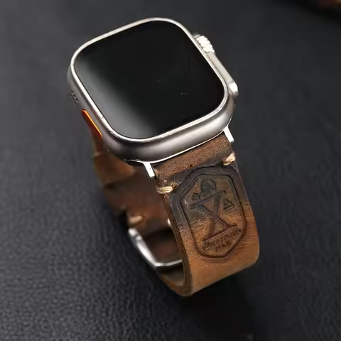 Handmade Thickened Brown Leather Watchband For Apple Watch Watchband Genuine Leather Crazy Horse Cow