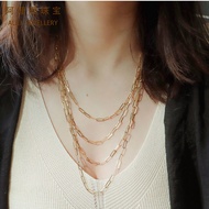 (The necklace)Real Gold 18K Gold Necklace Roman Chain Sparta Light Gold INS Wind Color Gold Handmade Necklace Fashion Do