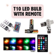 LED T10 BULB REMOTE CONTROL 2pcs RGB Light Bulb Multicolor Car Motor Headlamp Lampu Kecil Kereta