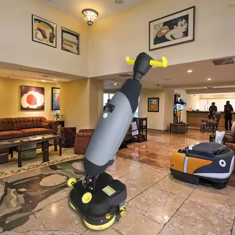 GS03 Mini Floor Scrubber Dryer Mop Machine Hot Sale Double Brush for Family & Auto Battery Powered C