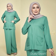 BAJU KURUNG KEDAH POKET KURUNG PLUS SIZE COMO LIMAU MUSTARD DUSTY GREEN DUSTY PURPLE EMERALD GREEN BAJU RAYA BRIDESMAID