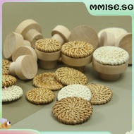 [mmise.sg] 4pcs Cabinet Handle Dia 30/40/45mm Wooden Drawer Knobs for Kitchen Cupboard Door