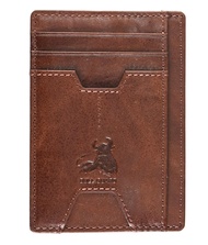 Mens RFID Blocking Leather Slim Card Case Wallet with Easy Access ID windows, Cash & Card Slots, Cra