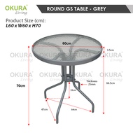 OKURA Foldable Round Steel Table Portable Coffee Dining Outdoor Table Furniture Meja Bulat