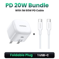 (1M USB C to USB C cable Set) UGREEN Original Quick Fast 20W  Foldable Power Delivery Charger