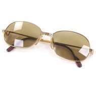 Cartier)復古 Maillon Panthère 太陽眼鏡，金色和酒紅色，56□17 碼，附眼鏡盒，法國製造，男士款，品相極佳。