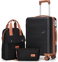 Carry On Luggage 22x14x9 Airline Approved, Black, Carry On Luggage With Backpack