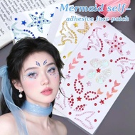 1/2/3Pcs Charming Mermaid Face Sticker  - DIY Self Adhesive Girl Kids Party Face Sticker - Fashion Y