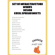 Set of Infrastructure works  design Excel Spreadsheets Useful for Engineers
