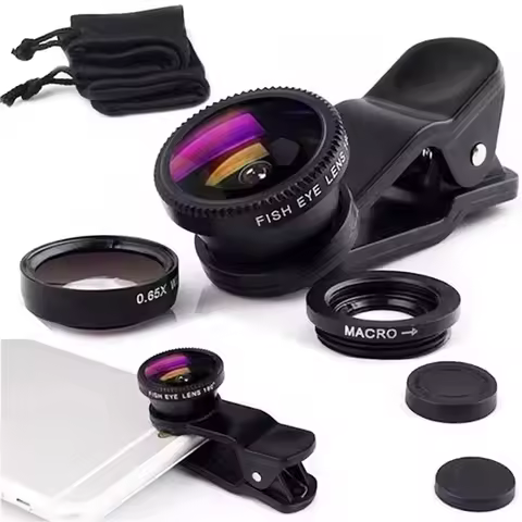 3 in 1 Phone Fisheye Wide Angle Zoom Lens 0.67X Fish Eye Macro Lens Camera Kits For Smartphone Fish 