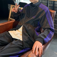 Needles Track เสื้อแจ็คเก็ตลําลองผู้ชาย Vintage ลายสไตล์ญี่ปุ่นปักผีเสื้อแขนยาวซิป Stand Collar Jack