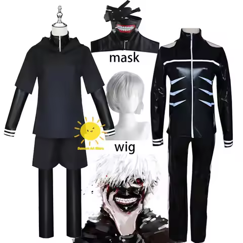 Anime Tokyo Ghoul Cosplay Kaneki Ken Cosplay Costumes Uniform Mask Hoodie Jacket Pants Shorts Kaneki