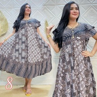 Daster jumbo model payung sogan baju batik pekalongan monocrom size besar lengan pendek tumpuk busui