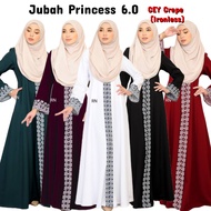 Jubah PRINCESS 6.0  - Dress Abaya Muslimah Umrah Haji Ironless Nursing Pregnant Putih Purple Emerald Navy Maroon Hitam