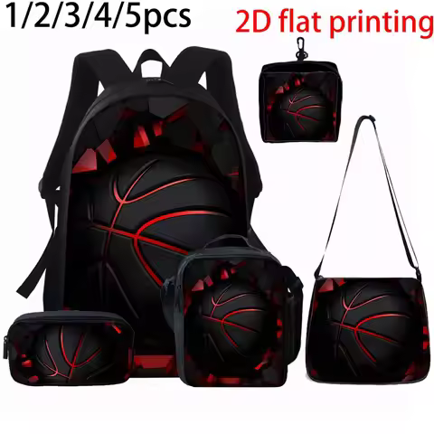 1/2/3/4/5PCS Basketball Graphic Backpack Set | Perfect for School & Daily Travel