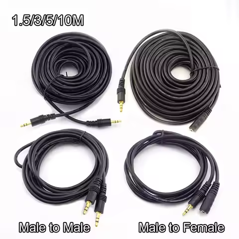 1.5/3/5/10M MP3/MP4 3.5mm Stereo Male To Male Jack Male To Female Audio Aux Extension Cable Cord For