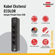 Brennenstuhl Ecolor 4-Socket + 2-USB Socket (Black) - 1153240006 - Color