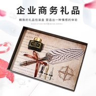 Feather Pen Set Natural Patterned Feather Set Signature Pen Wedding Banquet Signing Pen